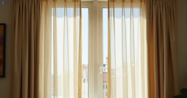 Dull dusty drapes in weyba-downs before professional cleaning
